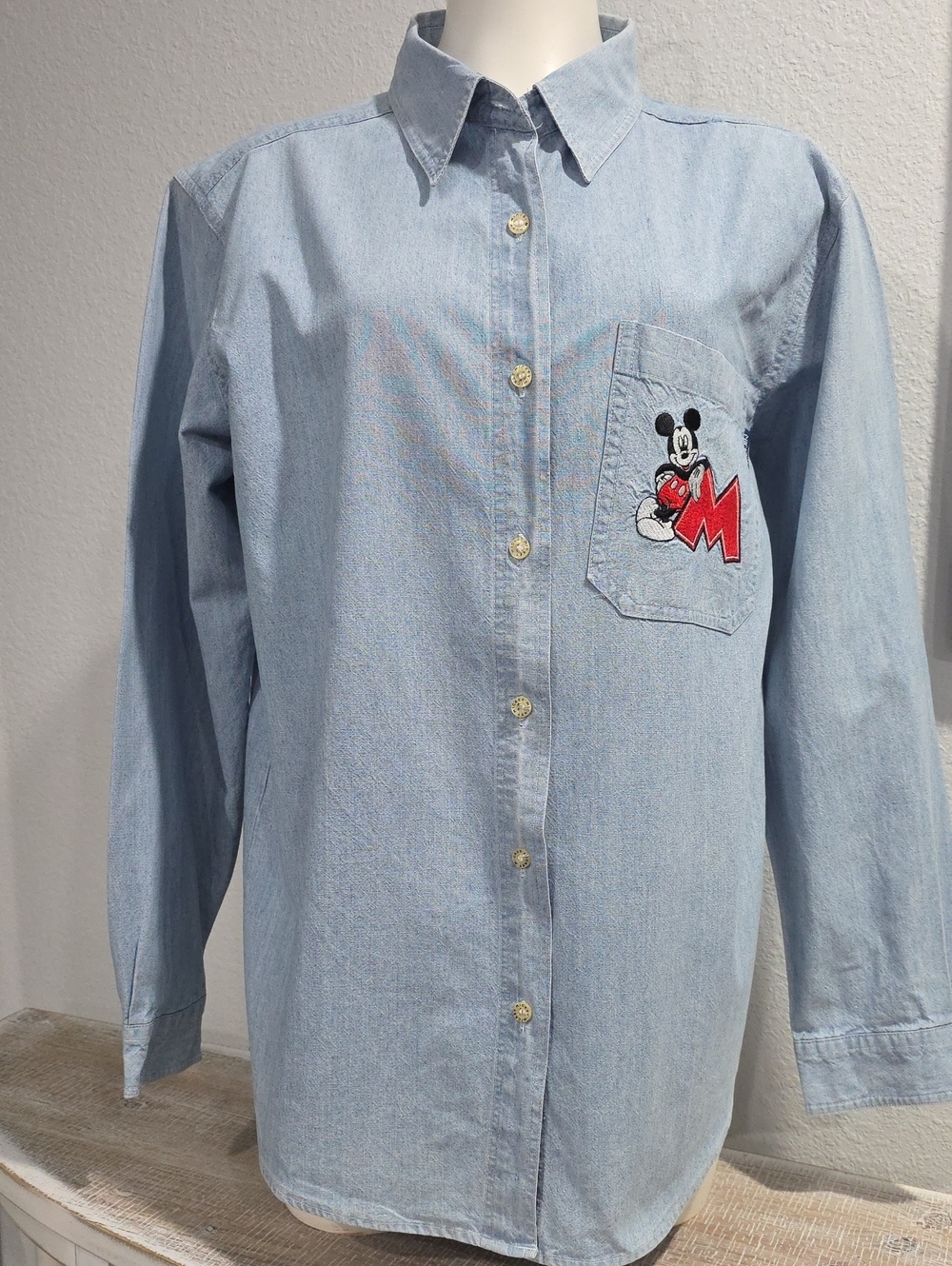Vtg. Disney Mickey Unlimited Jerry Leigh Denim Shirt
